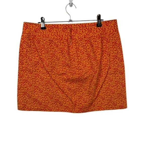 J. Crew Mini Skirt Orange Print Back Zipper Stretch Comfort Size 10 - Picture 3 of 9